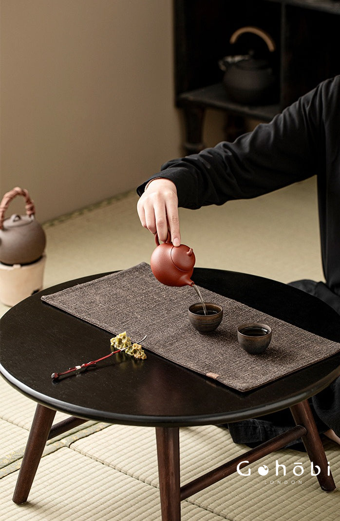 Gohobi Xiangyun Silk Tea Table Mat – Handmade Double-Sided Silk Tea Runner Zen Style