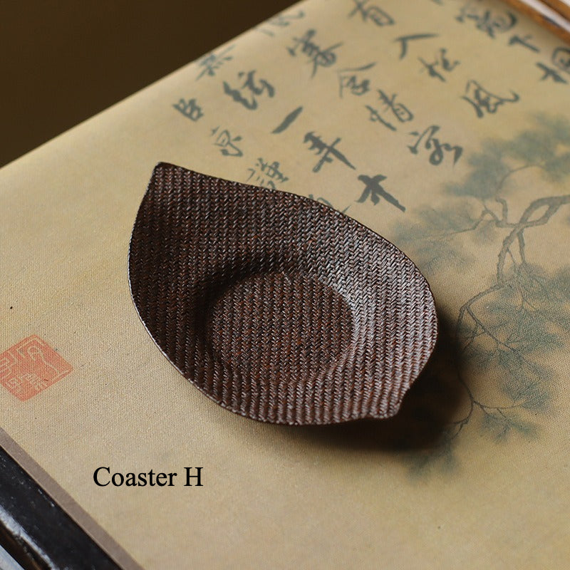 Gohobi Handmade Bamboo Cup Coasters Placemats – Rattan Tea Coaster Heat Insulation Pad