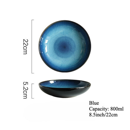 Gohobi Japanese Kiln-Change Ceramic Pasta and Salad Plate