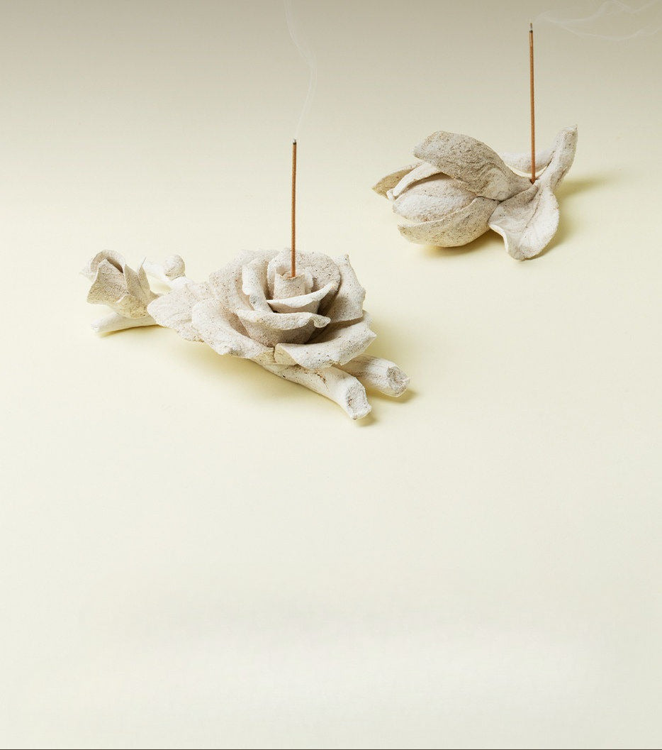 Gohobi Handmade Flower Incense Burner – Coarse Pottery Zen Thread Incense Holder