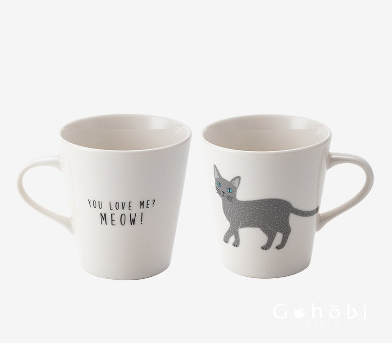 Gohobi Japanese Minoyaki Cute Cat Ceramic Mug [Made in Japan]