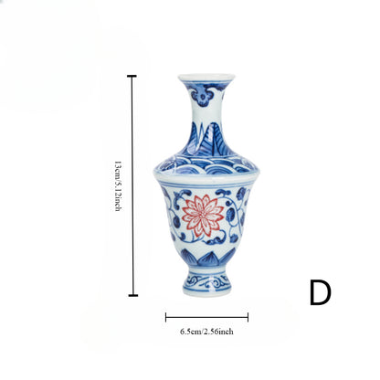 Gohobi Hand-painted Blue and White Porcelain Vase (Red Flowers)