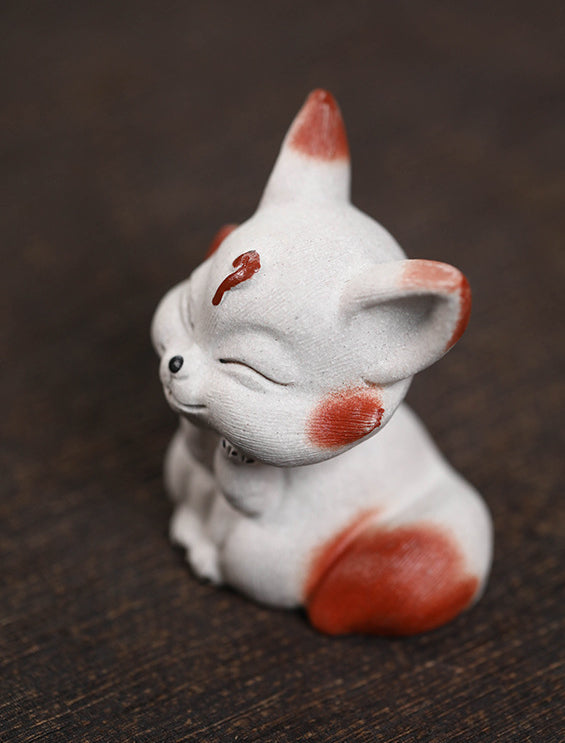 Gohobi Handmade Ceramic YiXing Clay Fox Ornament Tea pet