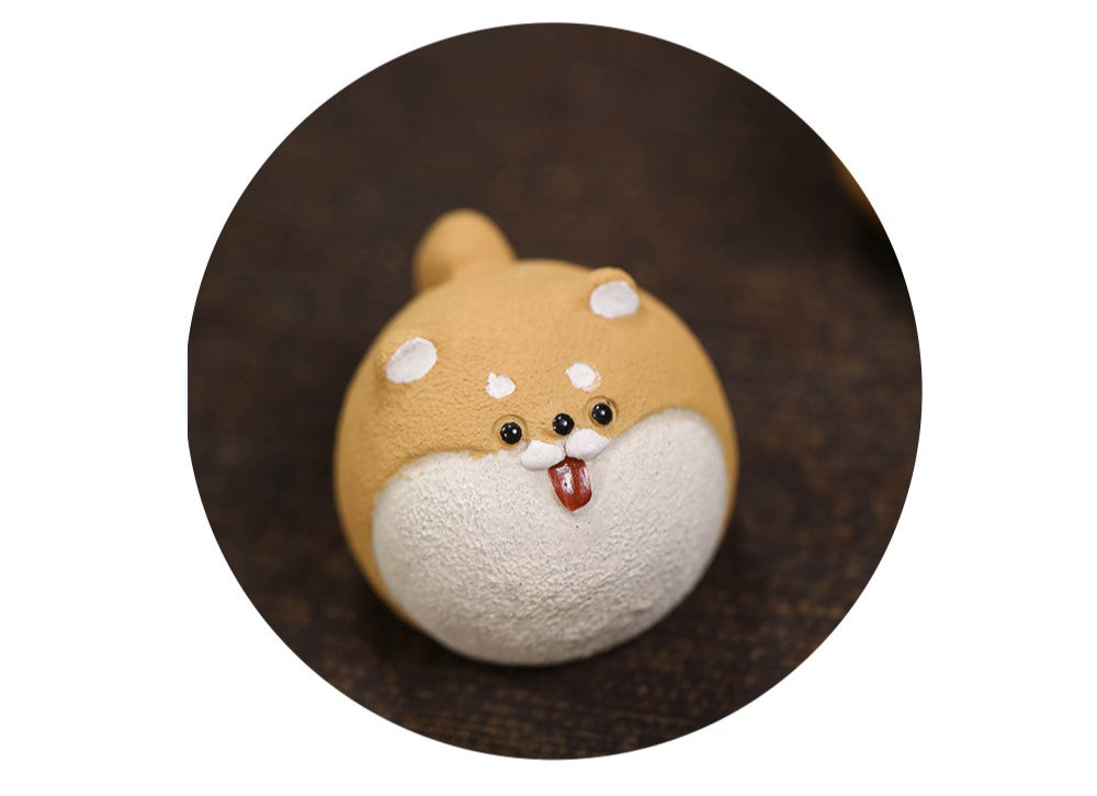Gohobi Yixing Purple Clay Shiba Inu Tea Pet – Handmade Zodiac Dog Ornament