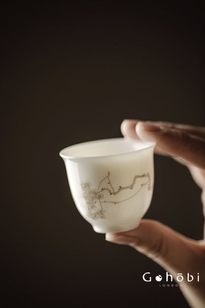 Gohobi Sweet White Porcelain Teacup – Handmade Thin Porcelain Gongfu Master Cup