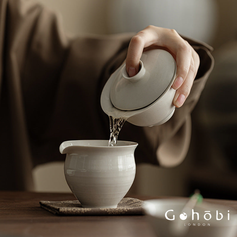 Gohobi Plant Ash Clay Gaiwan – Thin Porcelain Ceramic Covered Tea Bowl