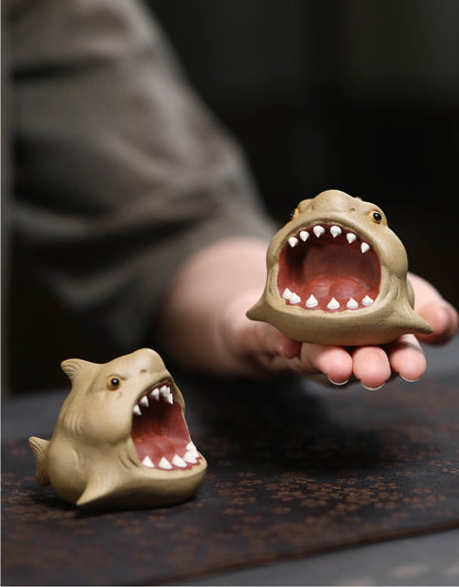 Gohobi Handmade Ceramic YiXing Clay Shark Fish Ornament Tea pet