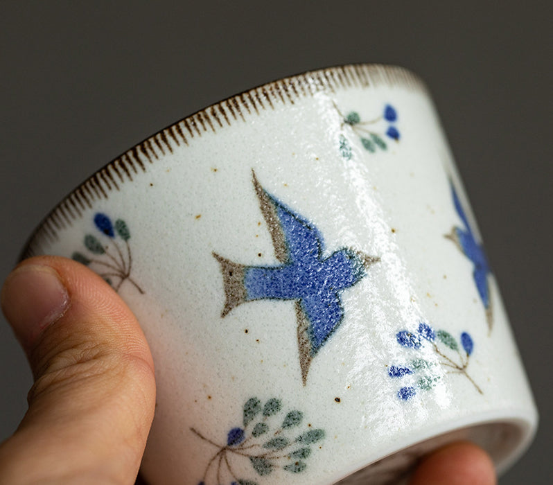 Gohobi Japanese Mino-Fired Squirrel Swallow Ceramic Cups