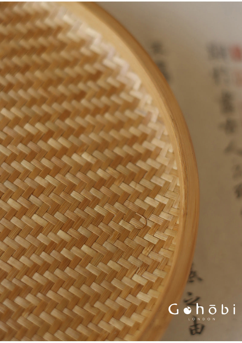 Gohobi Handmade Bamboo Woven Pu'er Tea Box – Retro Chinese Tea Cake Storage Box for Qizi Cake Collection