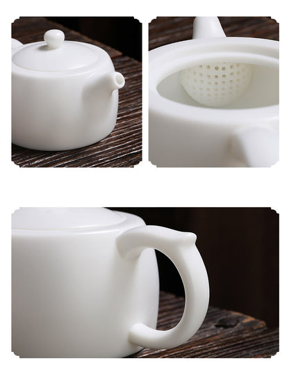 Gohobi Handmade Jade White Ceramic Teaware Teapot Tea cup