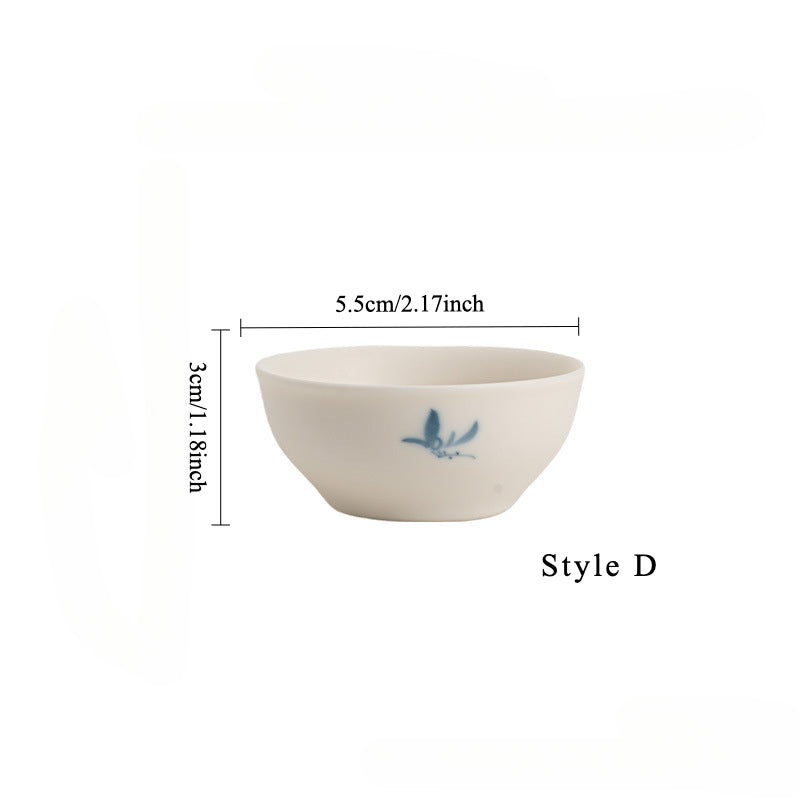 Gohobi Matte Hand-Painted 'Autumn Orchid by the Water' Ceramic Teacup
