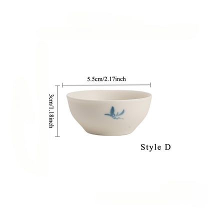 Gohobi Matte Hand-Painted 'Autumn Orchid by the Water' Ceramic Teacup