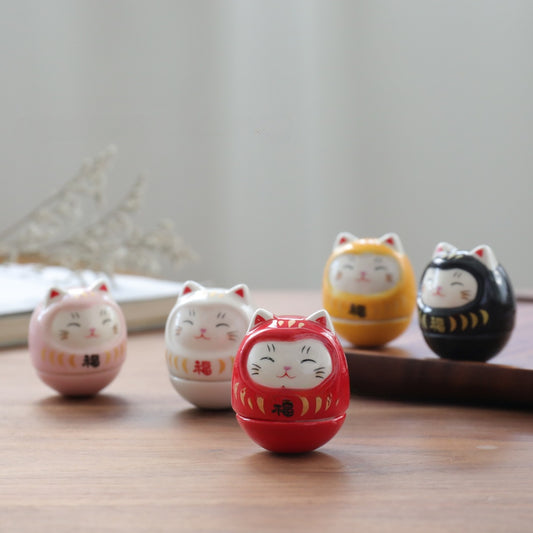 Gohobi Handmade Ceramic Lucky Cat Ornament Tumbler