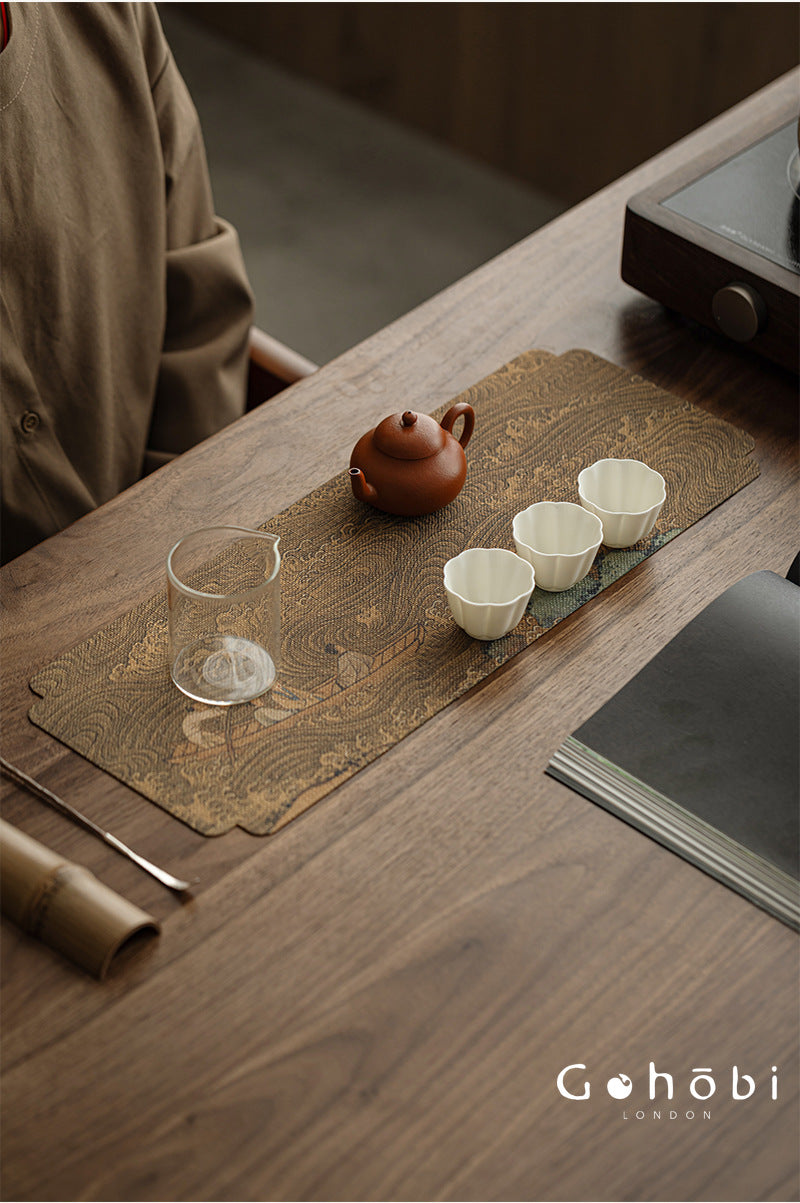 Gohobi Xiangyun Silk Tea Table Runner – Double-Sided Tea Mat Dry Brew Cloth