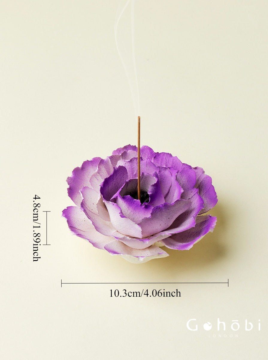 Gohobi Handmade Floral Incense Holder 010 - Purple and Pink Peony