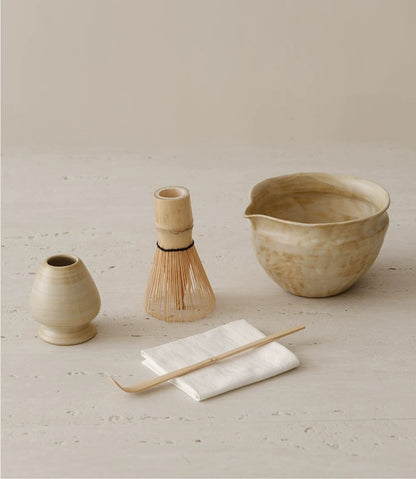 Gohobi Wabi-Sabi Ceramic Matcha Bowl Set with Spout