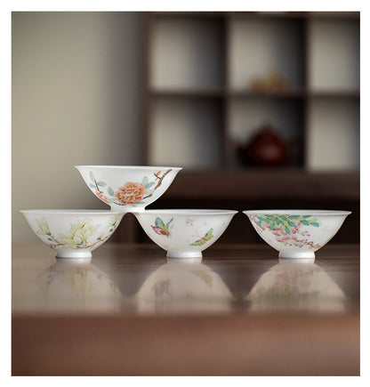 Gohobi Hand-painted Jade White Floral Porcelain Tea Cup