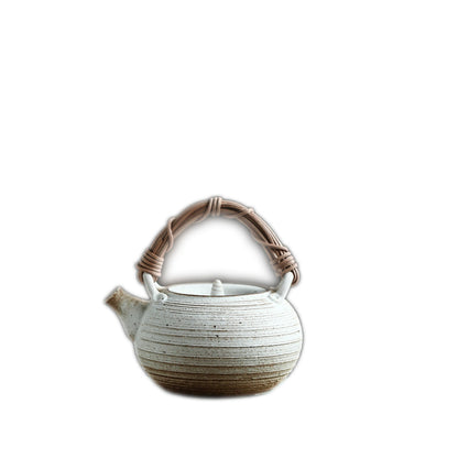 Gohobi Insect-Eaten Shino Handmade Teapot – Japanese Retro Wabi-Sabi Beam Pot (300–400ml)
