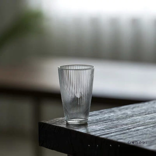 Gohobi Japanese Style Handmade Striped Glass Tea Cup