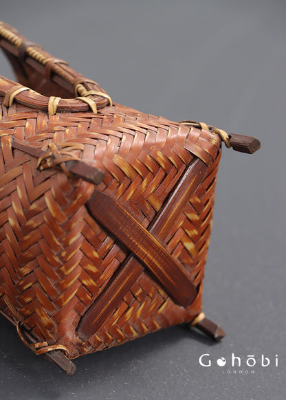 Gohobi Bamboo Woven Tea Cup Holder Basket – Zen Style Tea Set Storage Tube & Chopstick Basket