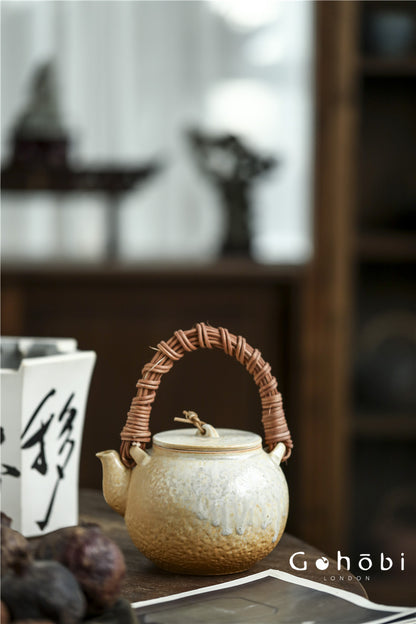 Gohobi Kiln-Changed Glaze Teapot – Pure Handmade White Mud Tea Brewer (900ml)