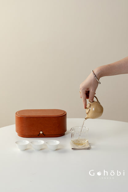 Gohobi Gallery Collection – Portable Gongfu Travel Tea Set with Leather Case