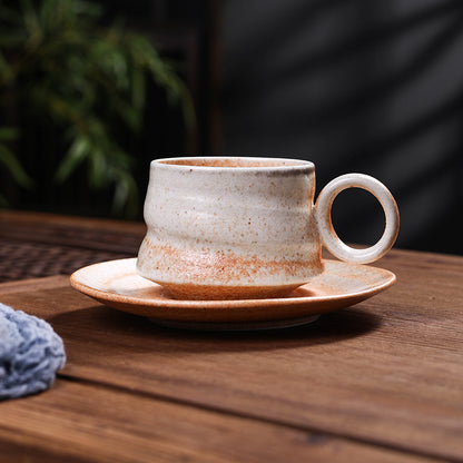 Gohobi Handmade Afternoon Japanese Stoneware Coffee Latte Mug and Saucer Set