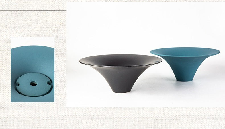 Gohobi Japanese Ikebana Ceramic Flower Bowl – Matte Zen Large Flower Arrangement Vase