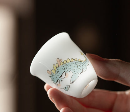 Gohobi White Jade Clay Chinese Zodiac Gongfu Tea Cup – Personal Ceramic Master Cup for Home Use and Gift