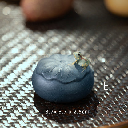 Yixing Purple Sand Spray Pastèque Thé Pet Fait Main Grenouille, Citrouille, Graines de Lotus, Citron, Fève Service à Thé, Sculpture En Gros