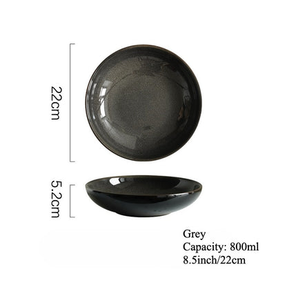 Gohobi Japanese Kiln-Change Ceramic Pasta and Salad Plate