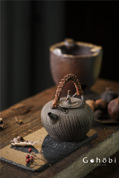 Gohobi Purple Sand Japanese-Style Teapot – Charcoal Stove Aesthetic Kung Fu Tea Brewer (600ml)