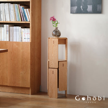 Gohobi Handmade Solid Wood Square Stool – Stackable Wooden Dining Stool Makeup Chair | FSC Certified Furniture, household makeup stool, Chinese square stool can be stacked dining table stool