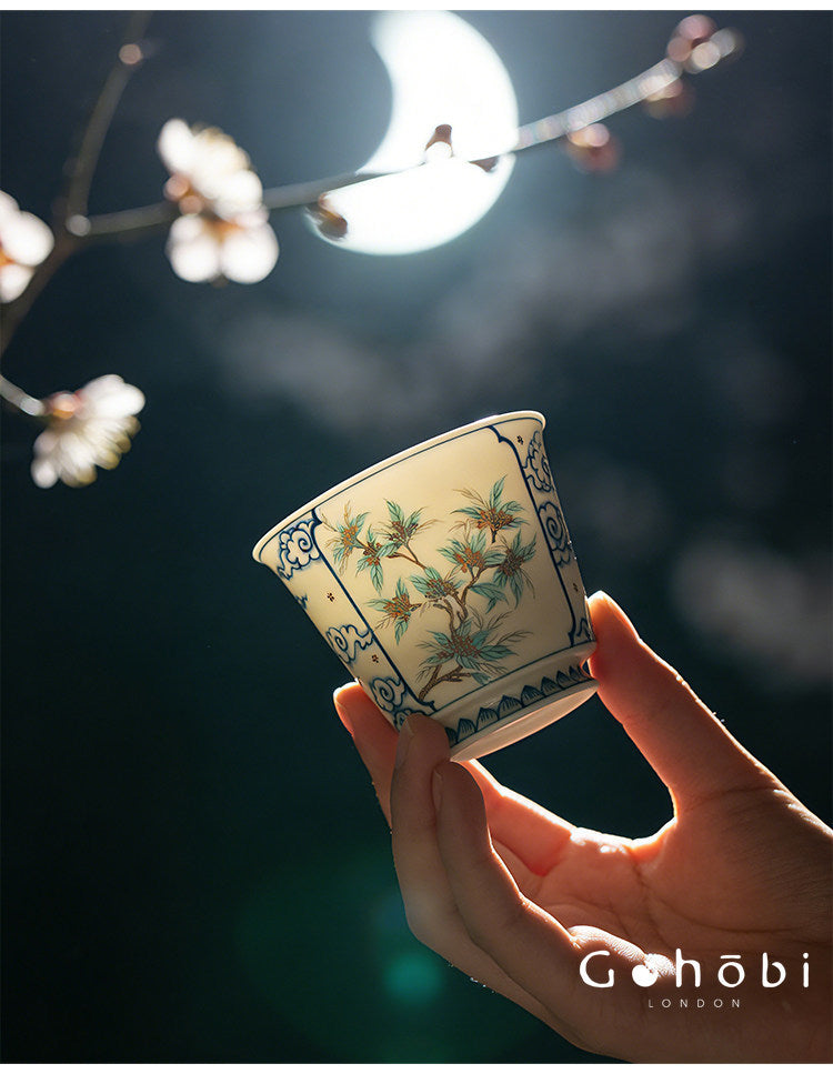 Gohobi Jingdezhen Blue and White Porcelain Gaiwan or Teacup – Hand-Painted Ceramic Tea Ware