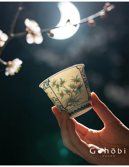 Gohobi Jingdezhen Blue and White Porcelain Gaiwan or Teacup – Hand-Painted Ceramic Tea Ware