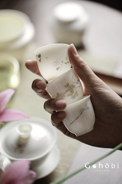 Gohobi Sweet White Porcelain Teacup – Handmade Thin Porcelain Gongfu Master Cup