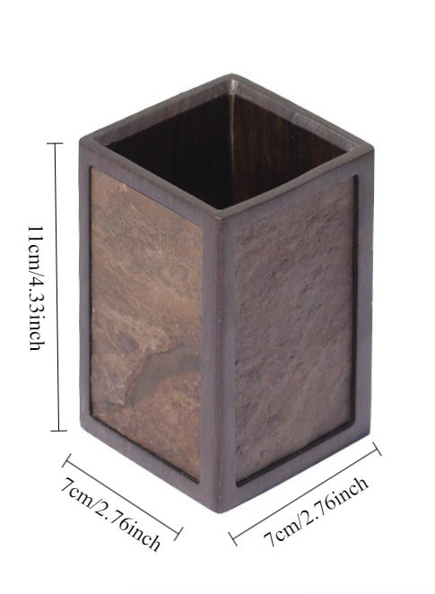 Gohobi Gohobi Ebony Rock Square Storage Tea Holder – Minimalist Tea Accessory & Calligraphy Desktop Ornament