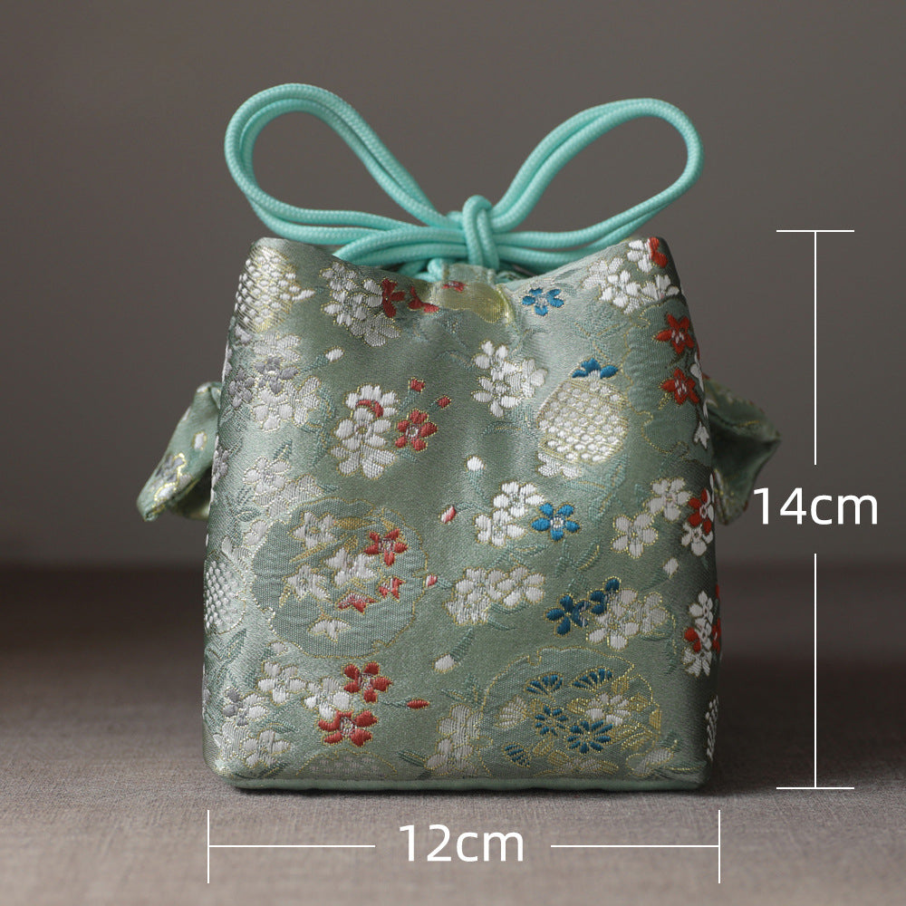 Gohobi Colourful Brocade Teaware Storage Travel Bag