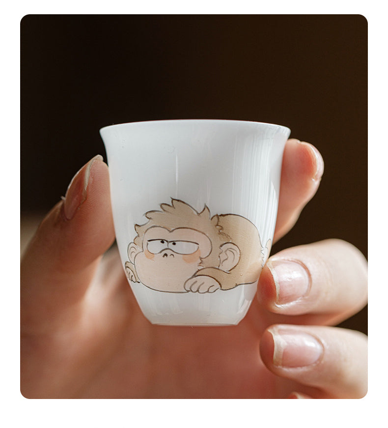 Gohobi White Jade Clay Chinese Zodiac Gongfu Tea Cup – Personal Ceramic Master Cup for Home Use and Gift