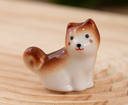 Gohobi Handmade Ceramic Shiba Inu Ornament Chopsticks Rest