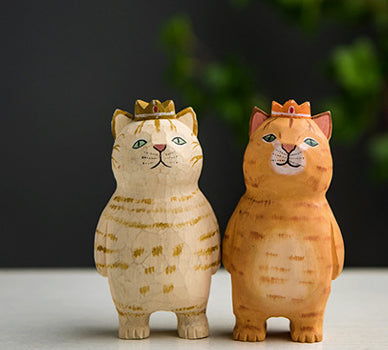 Gohobi Handcrafted Wooden Large Cat Ornament