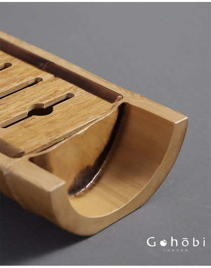 Gohobi Natural Old Bamboo Tea Tray – Water Storage Kung Fu Tea Tray Portable Wet Tea Table