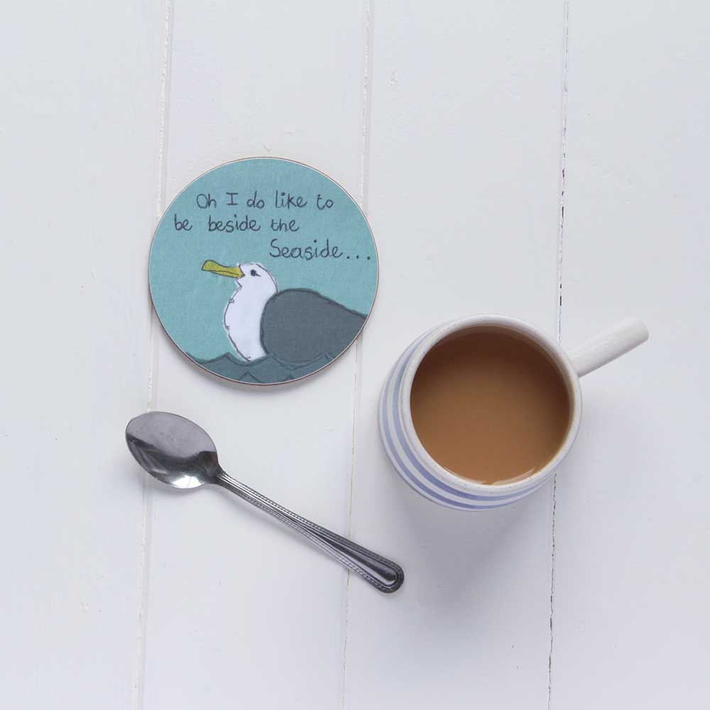 Gohobi x Poppy Treffry Cheeky Seagull - Individual Coaster [Made in the UK]