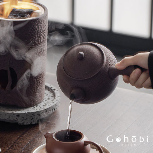 Gohobi Coarse Pottery Wind Stove Tea Set – Japanese Retro Charcoal-Style Kettle