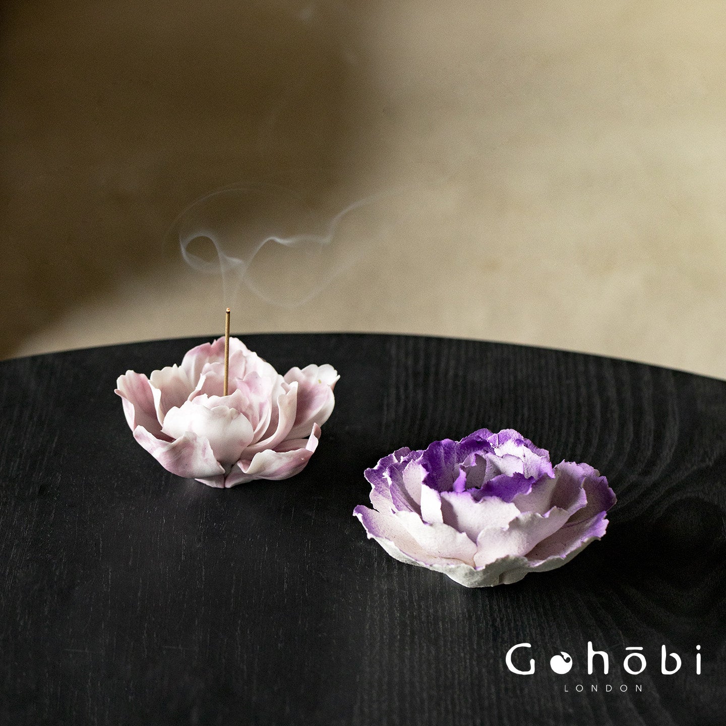Gohobi Handmade Floral Incense Holder 010 - Purple and Pink Peony