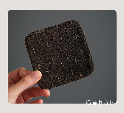 Gohobi Xiangyun Silk Tea Coaster – Handmade Tussah Silk Square Tea Mat Heat Insulation Pad