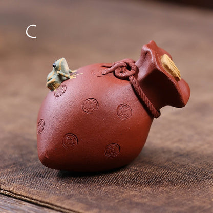 Gohobi Yixing Purple Clay Money Bag Frog Tea Pet – Handmade Lucky Ornament