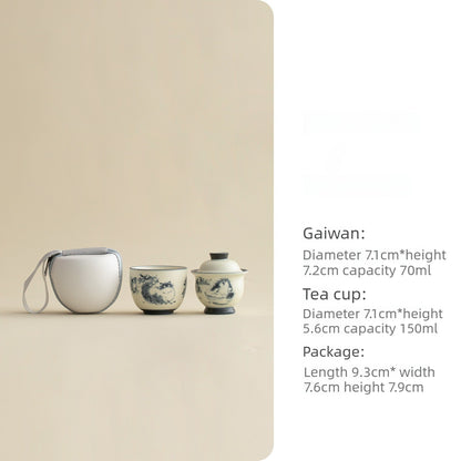 Gohobi Cute Cat Ceramic Travel Tea Set – Portable Gaiwan Tea Cup Set for One