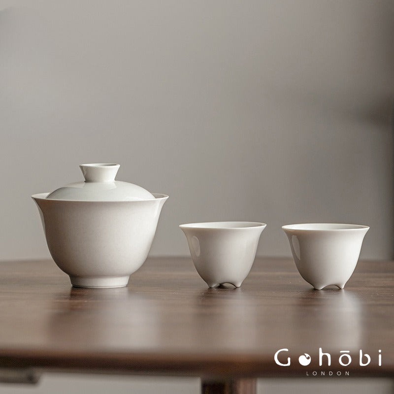Gohobi Plant Ash Glaze Gaiwan – Song Style Handmade Ceramic Covered Tea Bowl