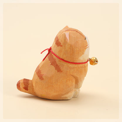 Gohobi Handcrafted Large Wooden Orange Cat Ornament